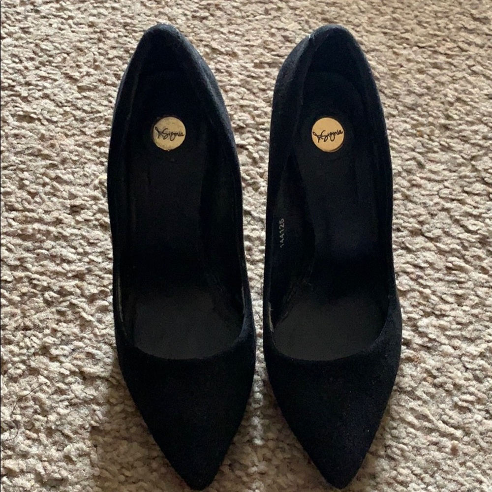 Black four inch stilettos